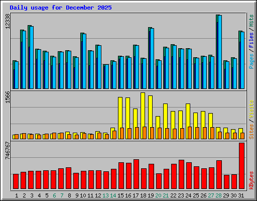 Daily usage for December 2025